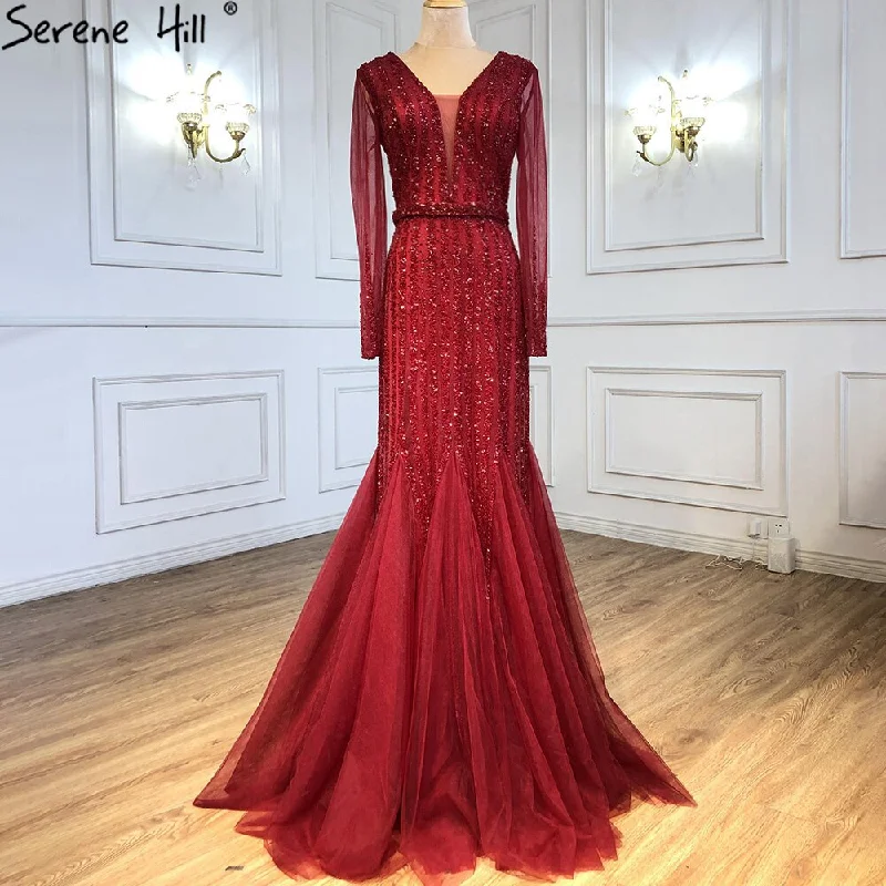 Final Markdown Serene Hill Muslim Wine Red Beaded Evening Dresses Gowns 2024 Mermaid Elegant Luxury For Women Party LA71134 Final Markdown Serene Hill Muslim Wine Red Beaded Evening Dresses Gowns 2024 Mermaid Elegant Luxury For Women Party LA71134