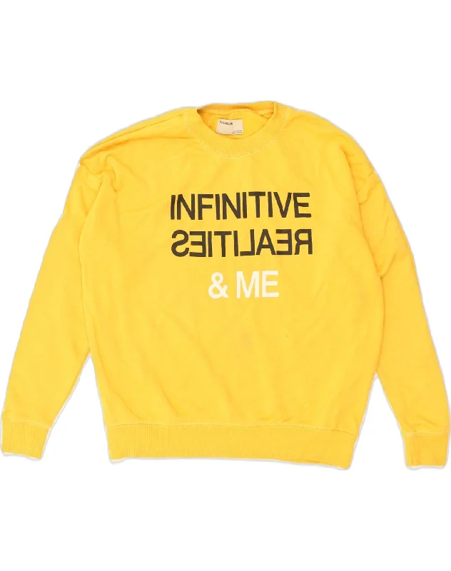Epic Deals PULL & BEAR Womens Loose Fit Graphic Sweatshirt Jumper UK 14 Medium Yellow Epic Deals PULL & BEAR Womens Loose Fit Graphic Sweatshirt Jumper UK 14 Medium Yellow