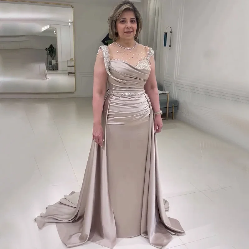 Act Fast Serene Hill Arabic Nude Mermaid Elegant Satin With Overskirt Evening Dresses Gowns Luxury Beaded 2024 For Women Party LA71725 Act Fast Serene Hill Arabic Nude Mermaid Elegant Satin With Overskirt Evening Dresses Gowns Luxury Beaded 2024 For Women Party LA71725