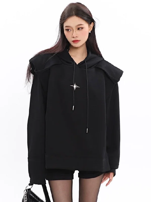Don't Wait Twinkle Star Silver Solid Color Long Sleeve Hoodie