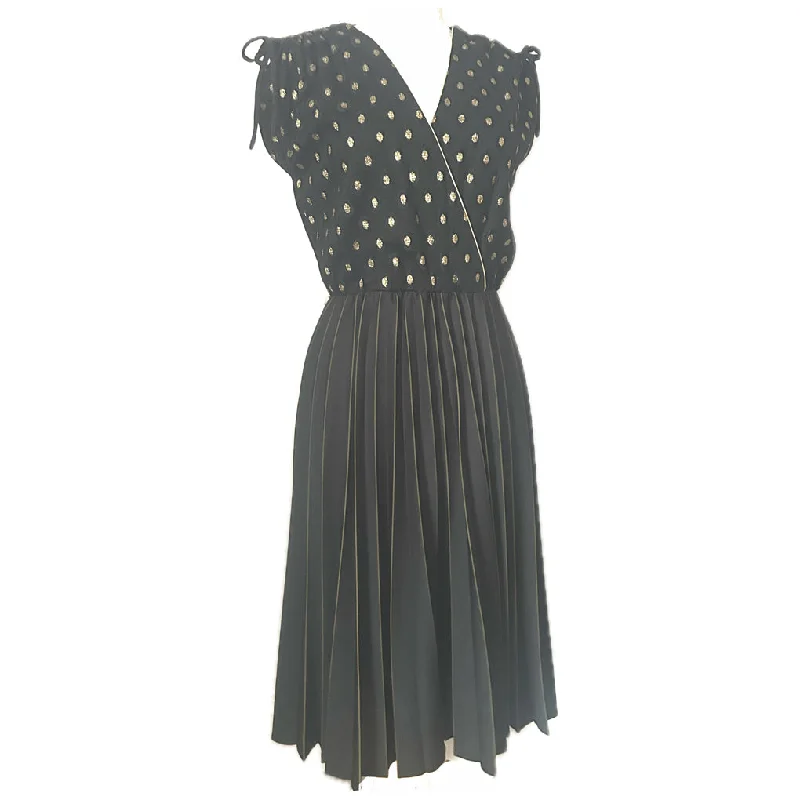 Major Savings Black and gold sunray pleat 1970s disco dress