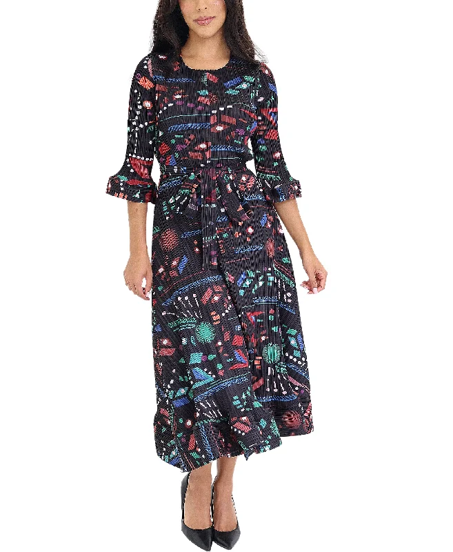 Price Rollback Abstract Print Crinkle Midi Dress