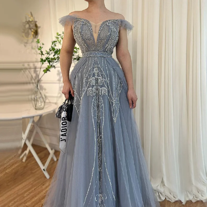 Huge Savings Serene Hill Blue Sexy Spaghetti Straps A Line Beaded Arabic Luxury Evening Dresses Gowns 2024 For Women Party LA71850 Huge Savings Serene Hill Blue Sexy Spaghetti Straps A Line Beaded Arabic Luxury Evening Dresses Gowns 2024 For Women Party LA71850