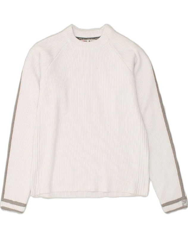 Hurry In FILA Womens Crew Neck Jumper Sweater UK 14 Large Off White Acrylic