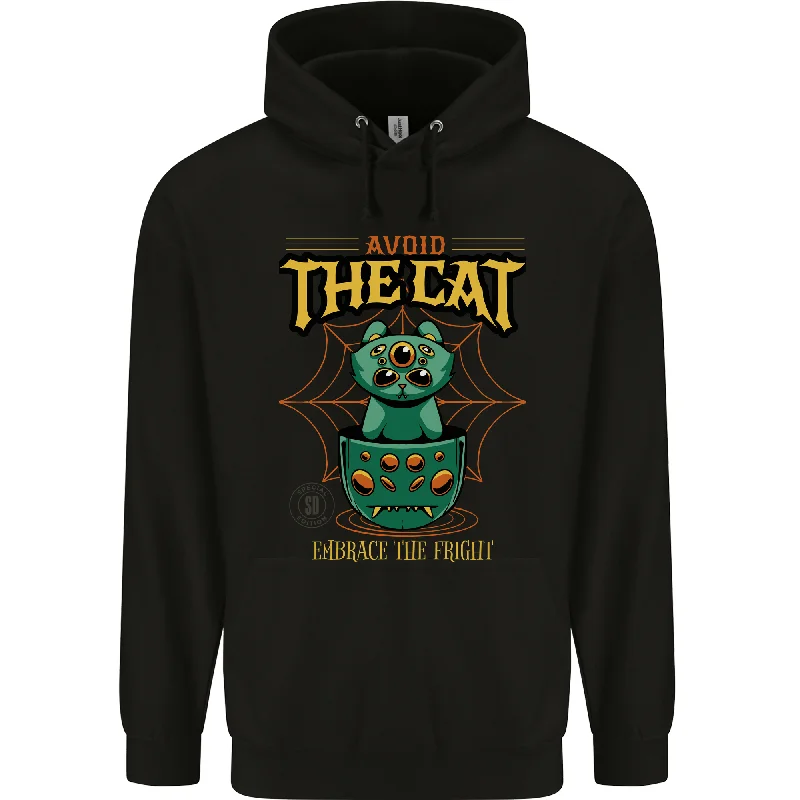 Inventory Reduction Avoid the Cat Funny Halloween Satanic Demon Mens 80% Cotton Hoodie