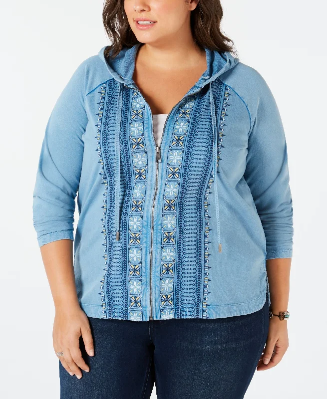 Deal Alert Style & Co Plus Size Cotton Embroidered Hoodie