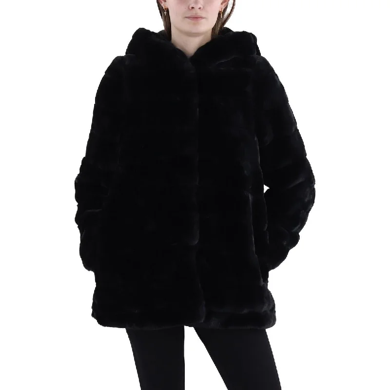 Price Drop Laundry by Shelli Segal Womens Hooded Midi Faux Fur Coat