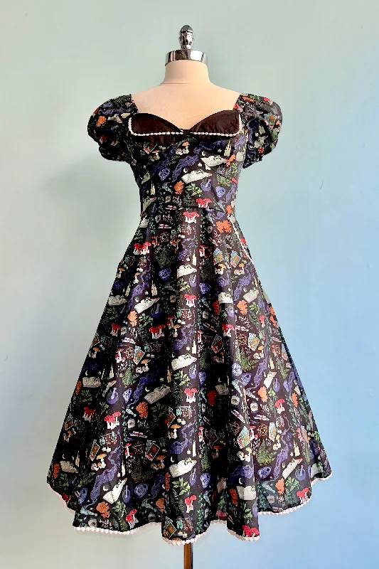 Take Advantage Black Spells Puff Sleeve Dress