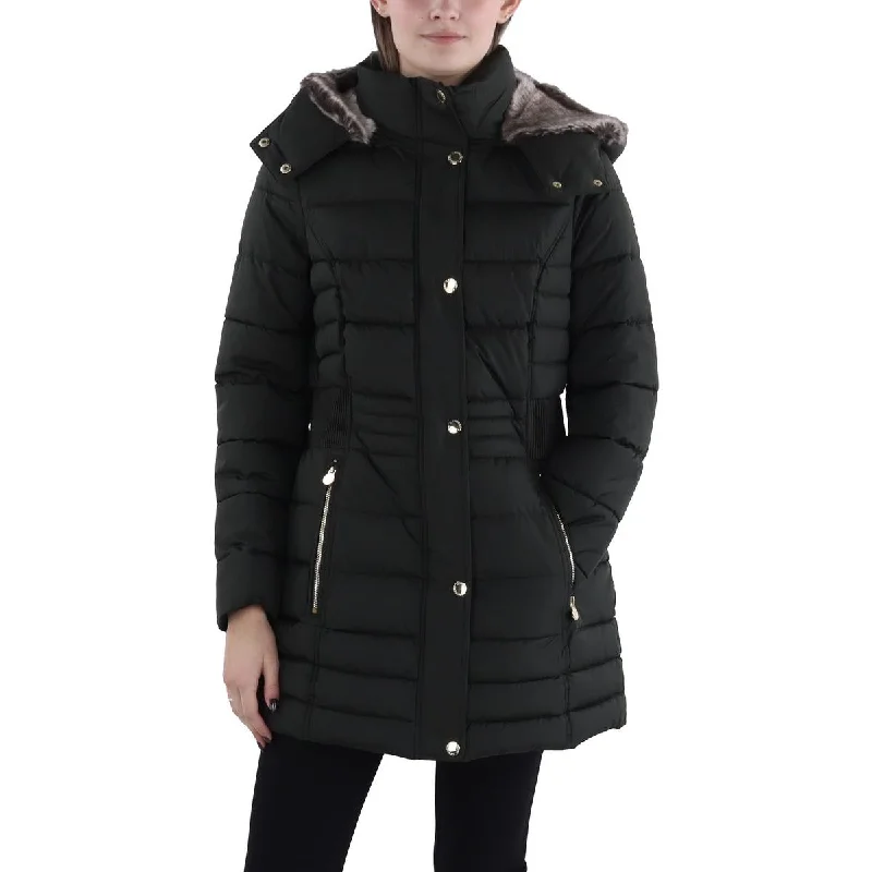 Major Savings Laundry by Shelli Segal Womens Faux Fur Trim Hooded Puffer Jacket