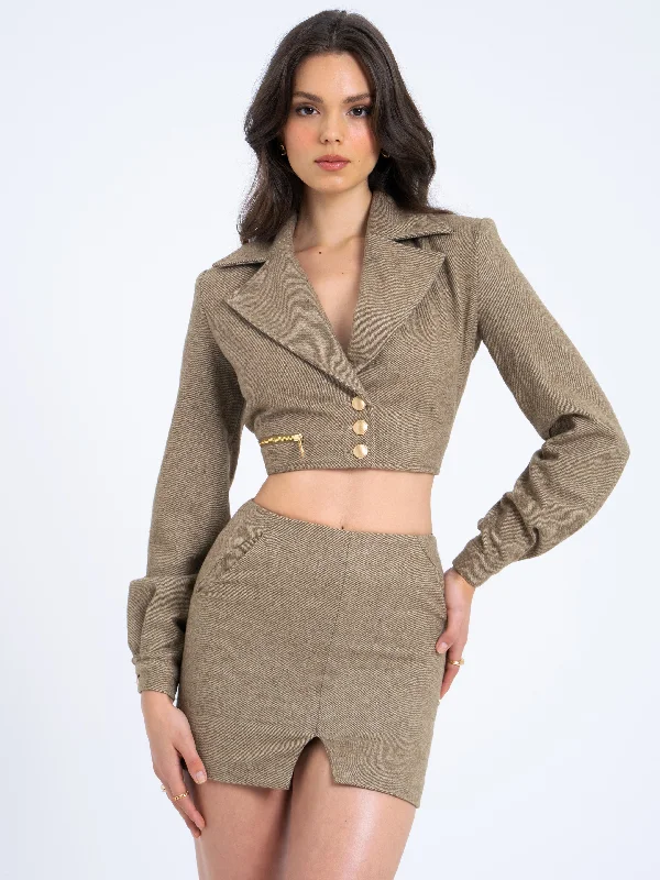 Value Deals Bailee Vintage Cropped Twill Wool Blend Blazer Jacket