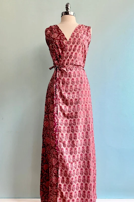 Extra Discounts Magenta Vine Floral Bekka Maxi Wrap Dress by Mata Traders