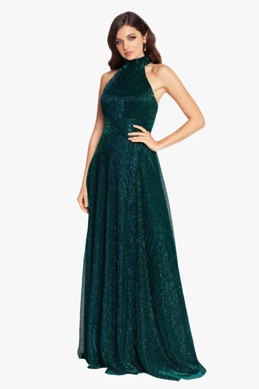 Inventory Reduction "Peyton" Long Metallic Knit Halter Top Dress