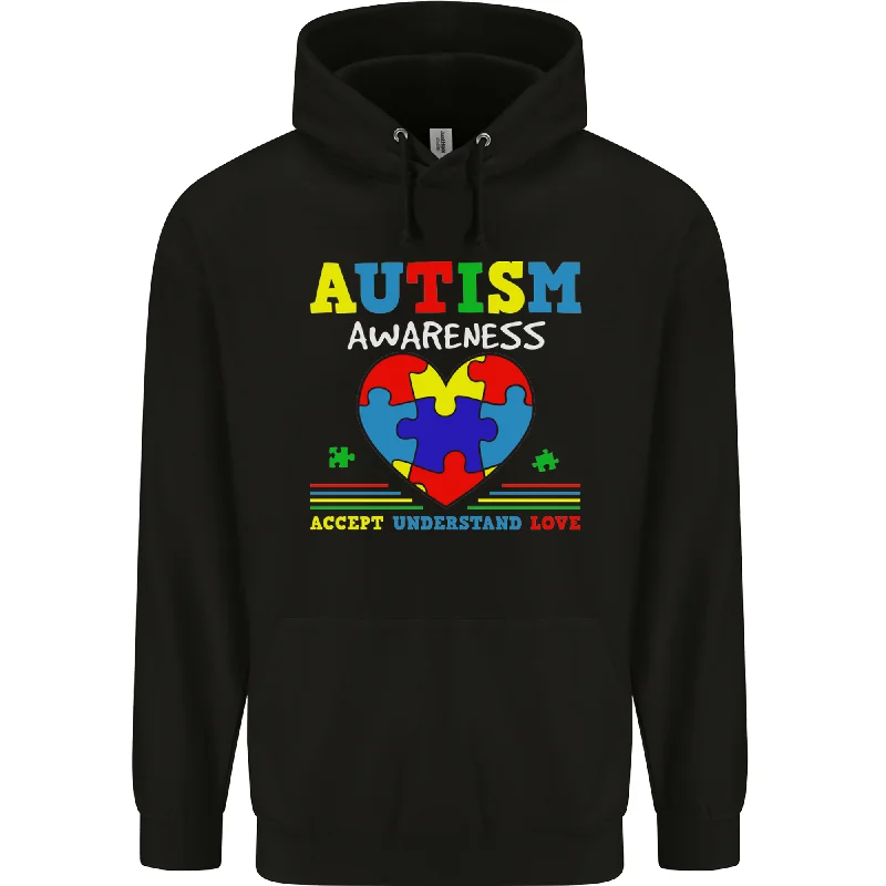 Act Now Autism Awareness Autistic Love Accept ASD Mens 80% Cotton Hoodie