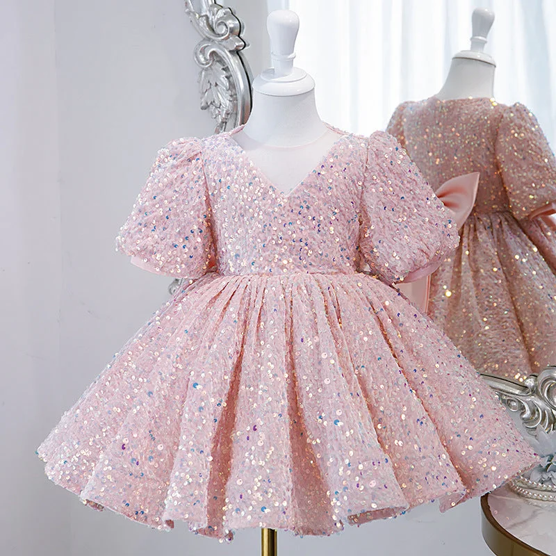 Amazing Deals Girl Formal Dresses Baby Girl Pageant Flowers Dress Toddler Sequins Cake Birthday Party Dress
