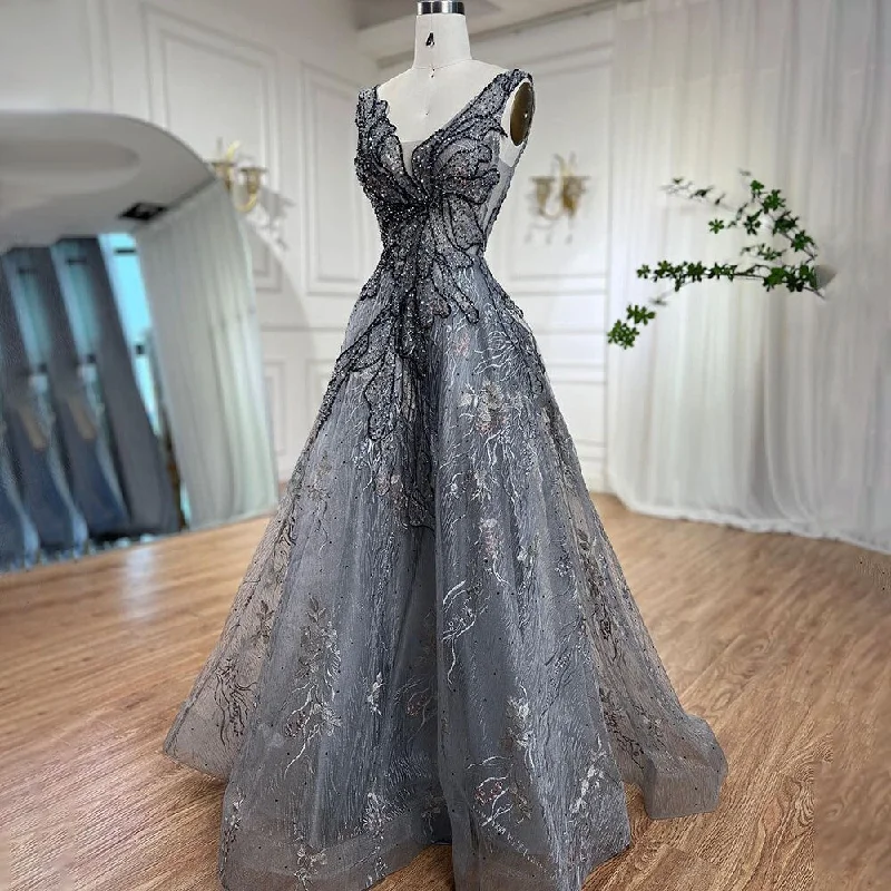 Amazing Deals Serene Hill Grey A Line Luxury Evening Dresses 2024 Beaded Sleeveless Sexy For Women Wedding Party LA71250 Amazing Deals Serene Hill Grey A Line Luxury Evening Dresses 2024 Beaded Sleeveless Sexy For Women Wedding Party LA71250