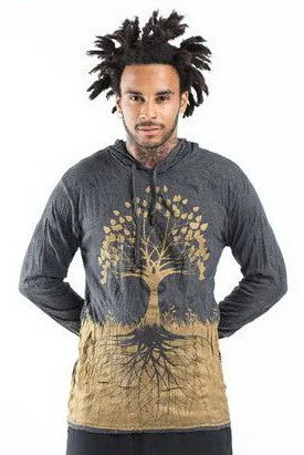 Special Savings Sure Design Unisex Tree of Life Hoodie Gold on Black