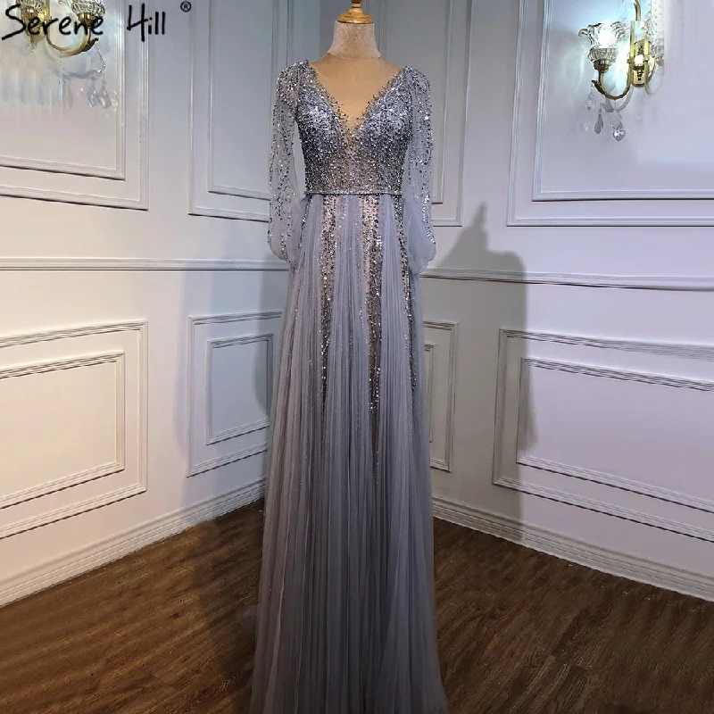 Factory Direct Sale Serene Hill Grey Luxury A-Line Sexy Evening Dresses Gowns 2024 Diamond Beading Elegant For Women Party LA70788 Factory Direct Sale Serene Hill Grey Luxury A-Line Sexy Evening Dresses Gowns 2024 Diamond Beading Elegant For Women Party LA70788
