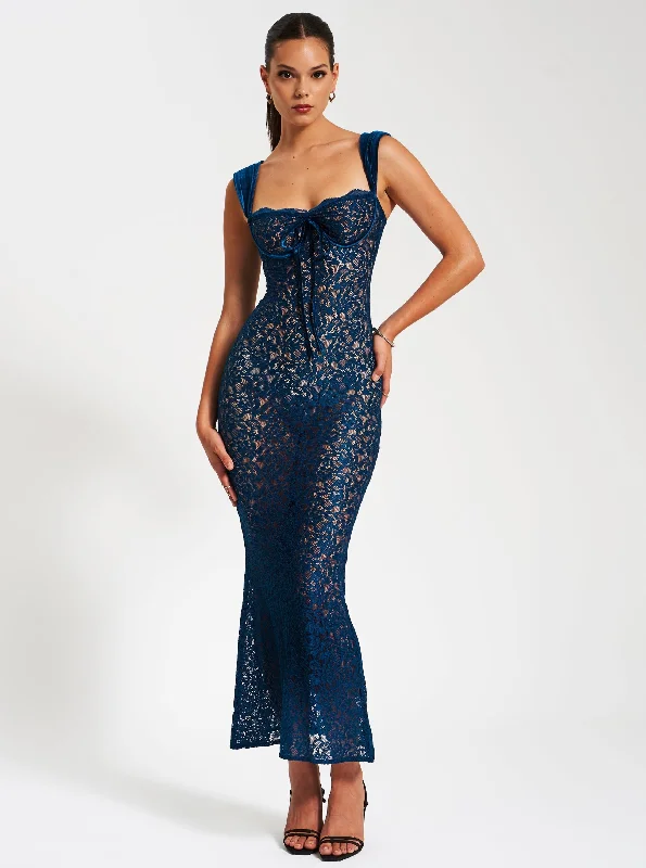 Deal of the Week Veronica Teal Lace Maxi Dress