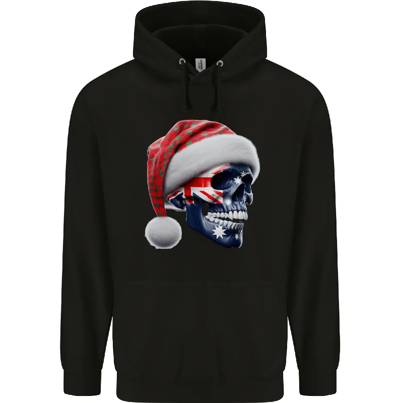 Super Deal Australian Christmas Skull Xmas Australia Flag Mens 80% Cotton Hoodie