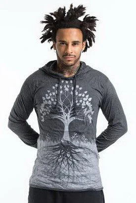 Sneak Peek Sale Sure Design Unisex Tree of Life Hoodie Silver on Black