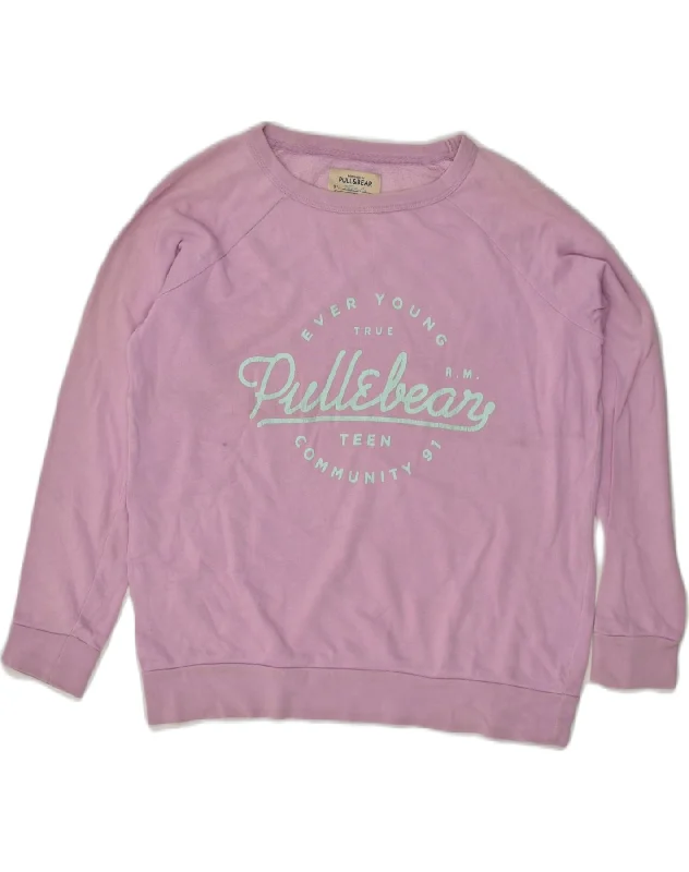 Take Advantage PULL & BEAR Womens Oversized Graphic Sweatshirt Jumper UK 10 Small Purple