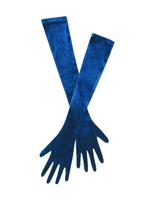 Today Only Ozella Teal Blue Velvet Opera-length Gloves