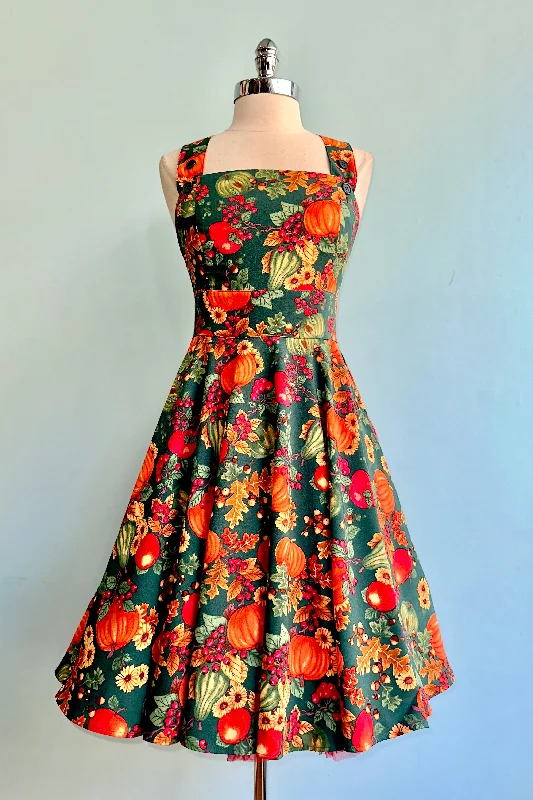 Fantastic Offers Autumn Leaves Pinafore Dress by Hell Bunny