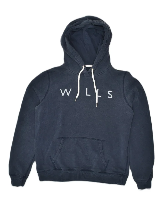 Act Now JACK WILLS Womens Classic Fit Graphic Hoodie Jumper UK 14 Large Navy Blue