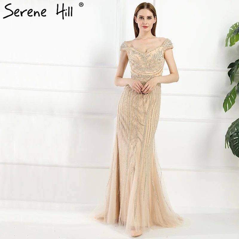 Overstock Sexy Off Shouler Diamond Gold Nude Mermaid Evening Dresses Sparkly Evening Gown 2024 Real Photo LA6110 Overstock Sexy Off Shouler Diamond Gold Nude Mermaid Evening Dresses Sparkly Evening Gown 2024 Real Photo LA6110