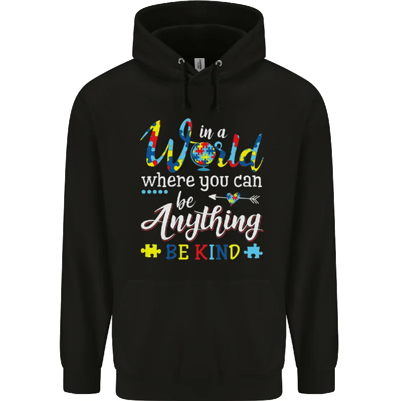 Reduced Prices Autism In a World Be Kind Autistic ASD Mens 80% Cotton Hoodie