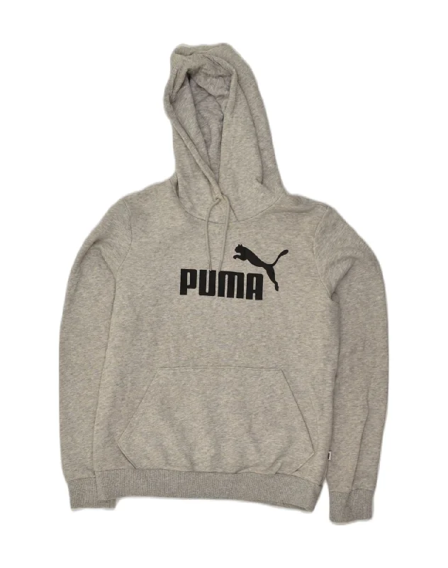 Can't Miss PUMA Womens Graphic Hoodie Jumper UK 14 Large Grey Cotton