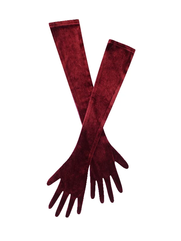 Exclusive Access Ozella Burgundy Velvet Opera-length Gloves