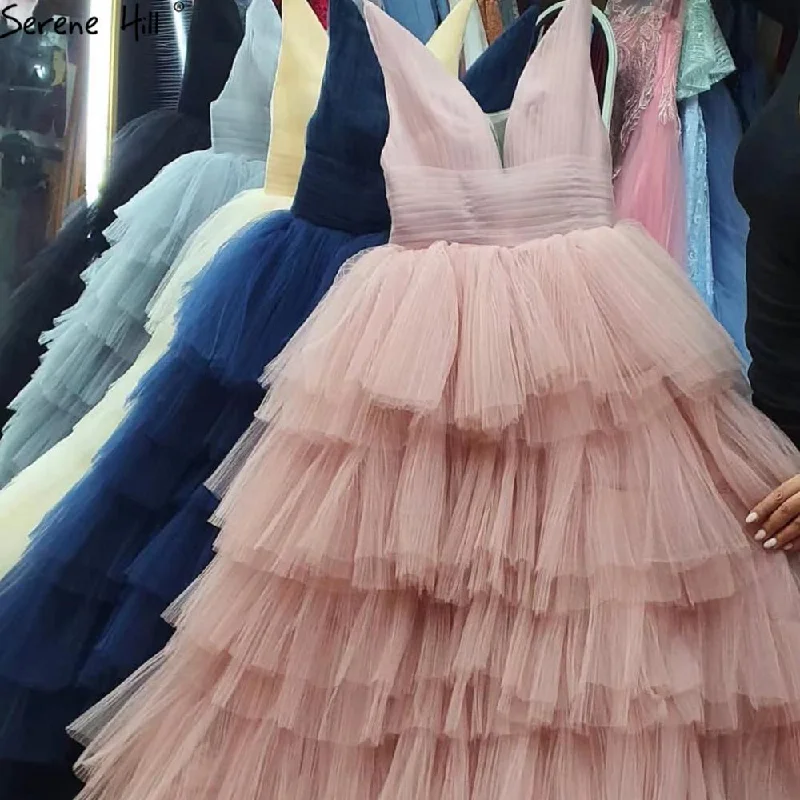 Price Cut Serene Hill Pink Tiered Simple Wedding Dresses Gowns 2024 High Quality Backless Sexy Bridal Dress HA2446 Custom Made