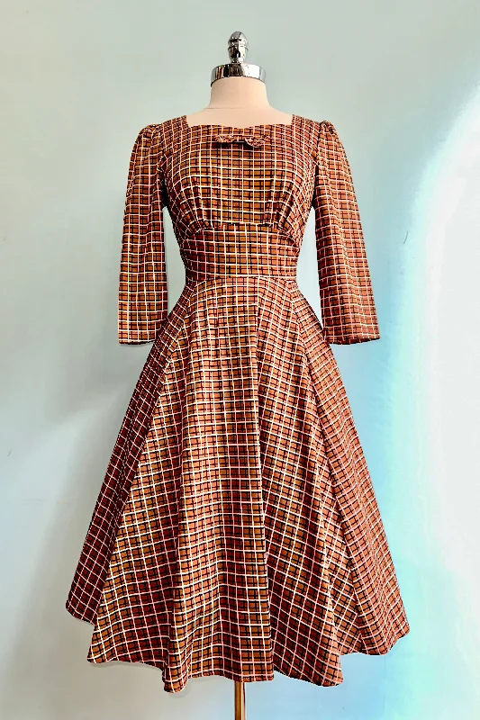 Referral Discount Rust Check Daniella Dress by Hearts & Roses London