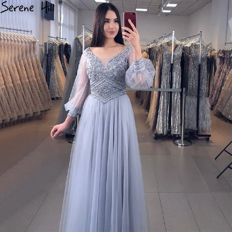 Weekend Deal Serene Hill Grey A-Line Beaded Evening Dresses Gowns 2024 Long Lantern Sleeves Luxury For Women Party LA70964 Weekend Deal Serene Hill Grey A-Line Beaded Evening Dresses Gowns 2024 Long Lantern Sleeves Luxury For Women Party LA70964