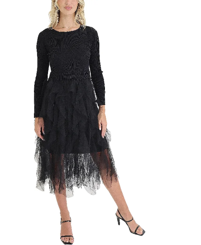 Super Deal Knit Midi Dress w/ Tulle